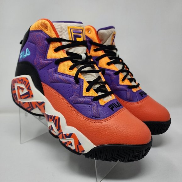 Fila Basketball Shoes Mens 12 MB Orange Purple Aztec Logo Spell
